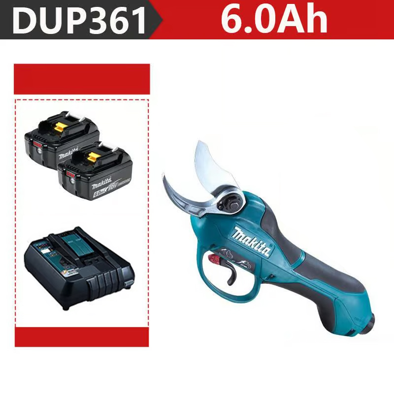 [MAKITA DUP361PT2 metzőolló 2000W + kaks 6,0 Ah-s 48V akut + laadija] Aku eluiga 12 tundi