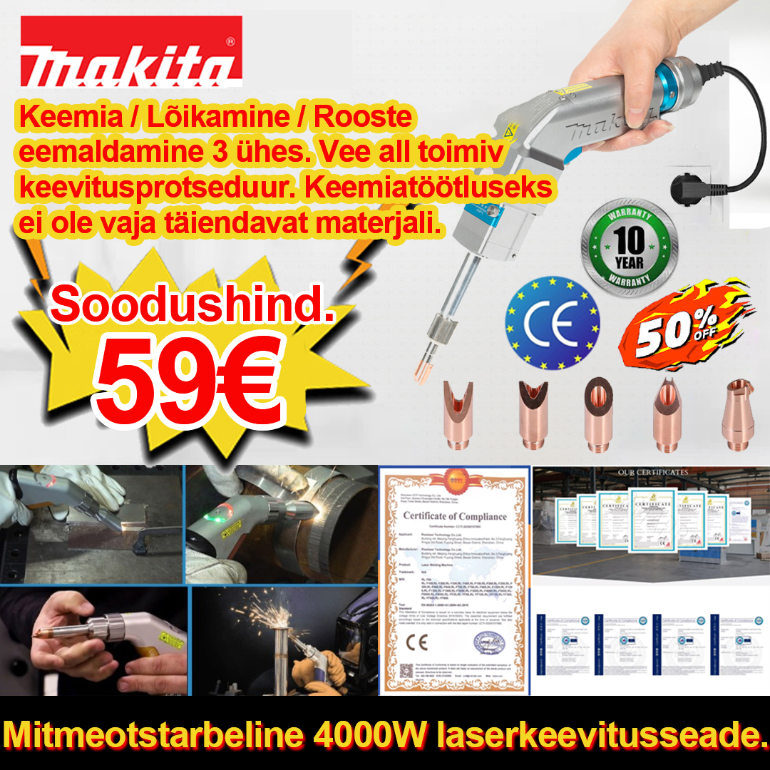 4000W multifunktsionaalne laserkeevitusmasin (keevitus kuld/hõbe/vask/raud/alumiinium/roostevaba teras) keevituspaksus 0-5mm (keevitus/lõikamine 2 in 1) - 59 €